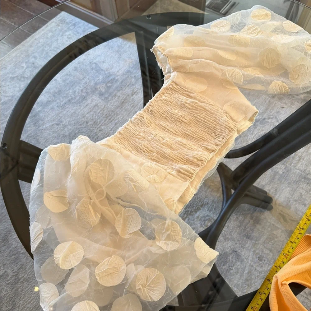 Elegant Cream bachelorette party Puff Sleeve Top